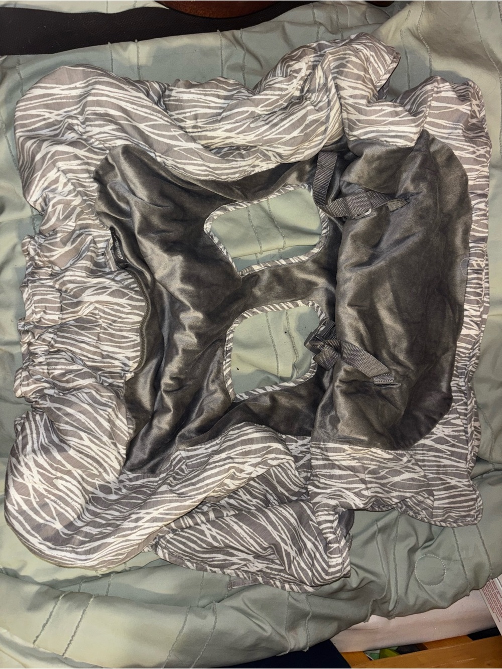 Eddie Bauer Gray Zebra-Print Baby Cart Cover